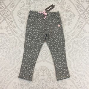 NWT 3Pommes Gray Flower Sweatpants 18-24 mth 92 cm